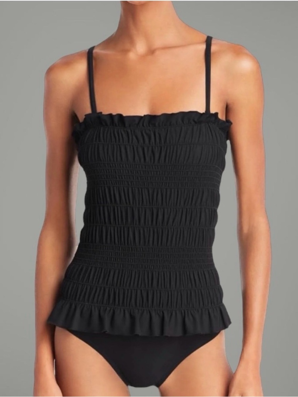 Tory Burch | Costa one piece swimsuit Smocked Ruffles Womens size L black